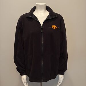 University of Iowa Hawkeyes Black Fleece Full Zip Up Jacket embroidered logos L